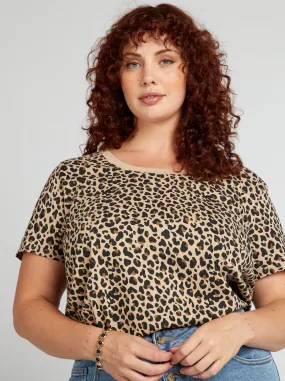 T-shirt in cotone con stampa - BEIGE